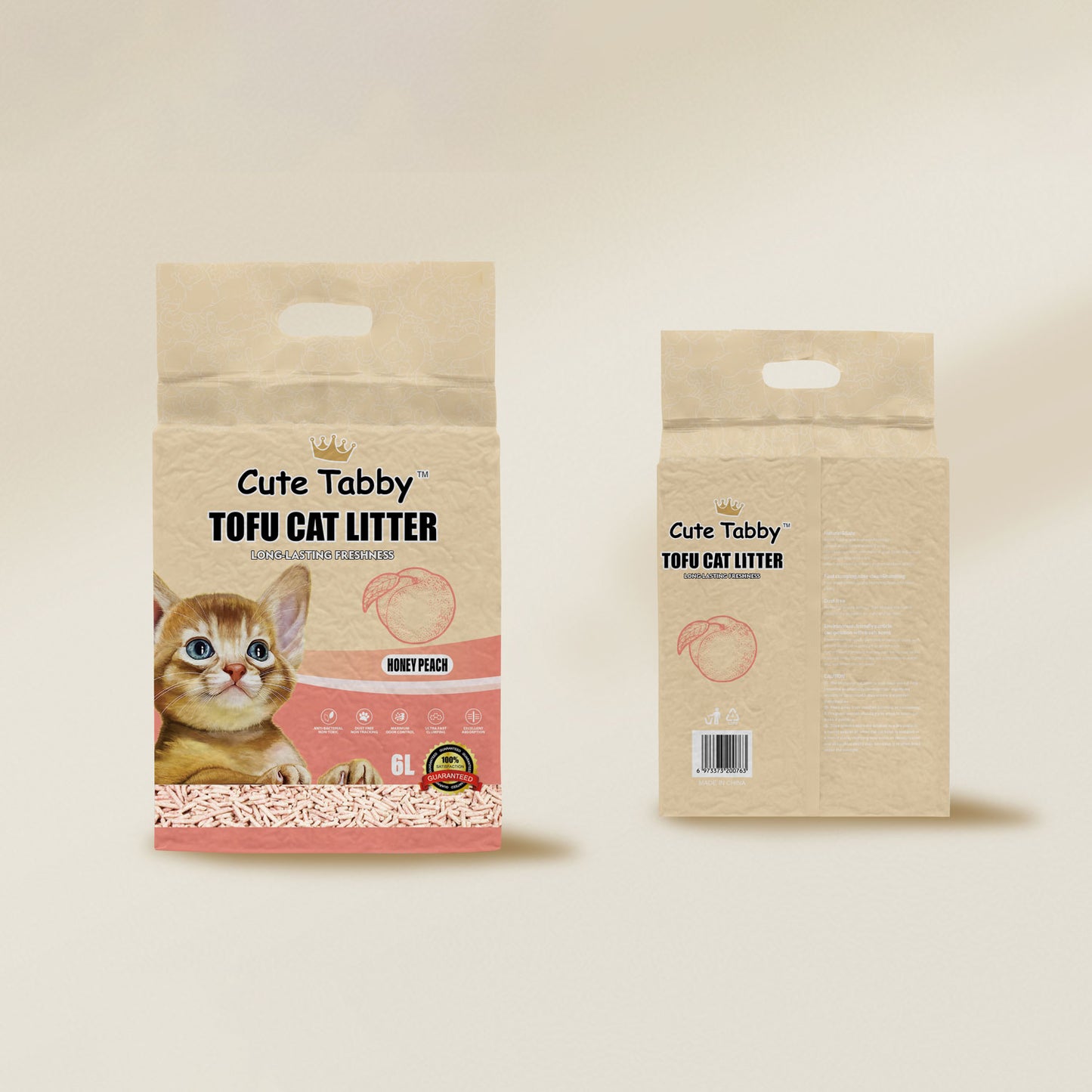Cute Tabby : Tofu Cat Litter : 6L : Honey Peach